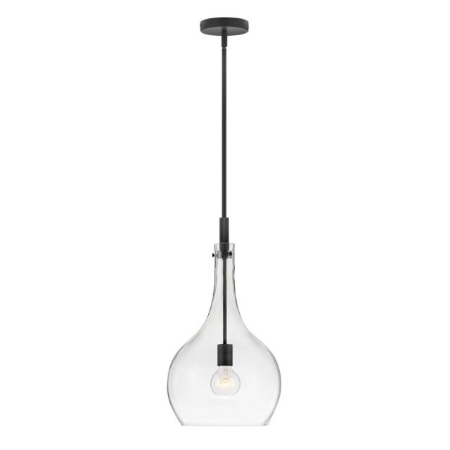 Hinkley Lighting 4457BK-CL Ziggy 1 Light 12 inch Pendant in Black with Clear Glass
