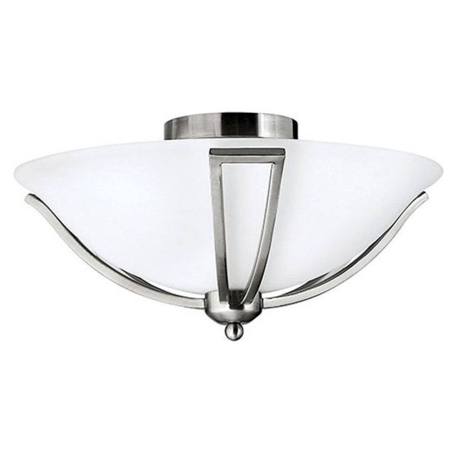 Hinkley Lighting Bolla 2 Light 17 inch Flush Mount in Brushed Nickel with Etched Opal Glass 4660BN
