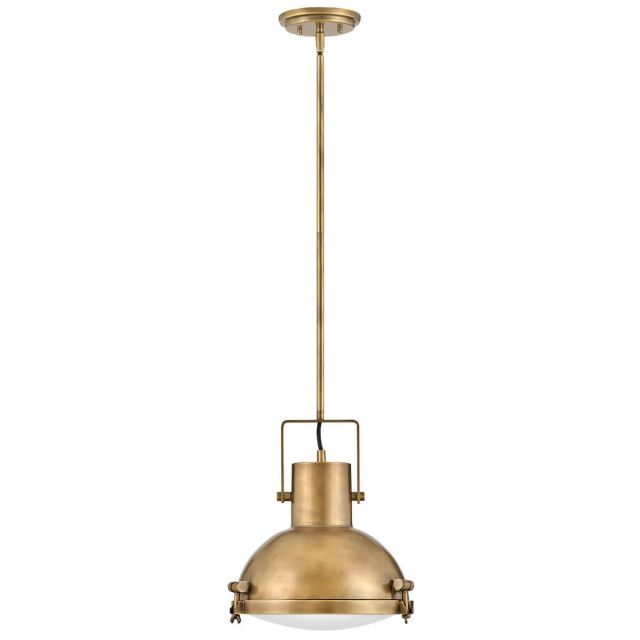 Hinkley Lighting 49067HB-HB Nautique 1 Light 13 inch Pendant in Heritage Brass with Etched Opal Glass