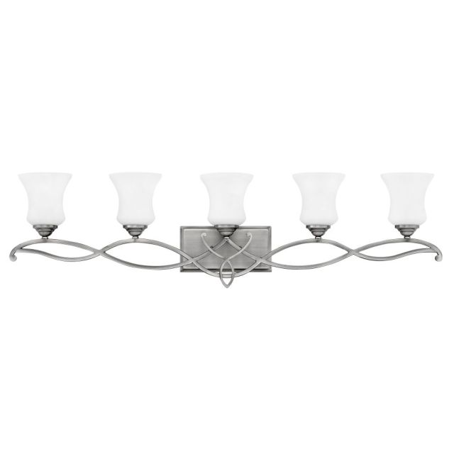 Hinkley Lighting Brooke 5 Light 42 Inch Bath Lighting In Antique Nickel With Etched Opal Glass 5005AN