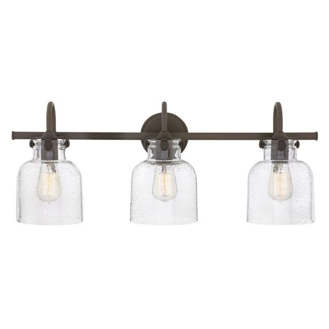 Hinkley Lighting 50123OZ Congress 3 Light 30 Inch Bath Lighting In Oil Rubbed Bronze With Clear Seedy Glass