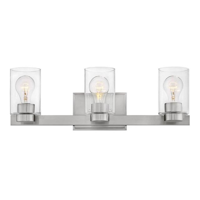 Hinkley Lighting Miley 3 Light 22 Inch Bath Light in Brushed Nickel with Clear Glass 5053BN-CL