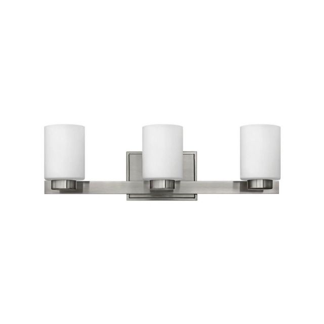 Hinkley Lighting Miley 3 Light 22 inch Vanity Light in Brushed Nickel with White Etched Glass 5053BN