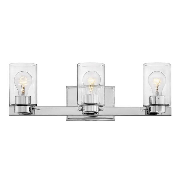 Hinkley Lighting Miley 3 Light 22 Inch Bath Light in Chrome with Clear Glass 5053CM-CL