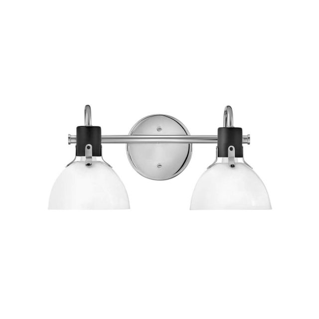 Hinkley Lighting 51112CM Argo 2 Light 18 inch Vanity Light in Chrome with Black Accent and Cased Opal Glass