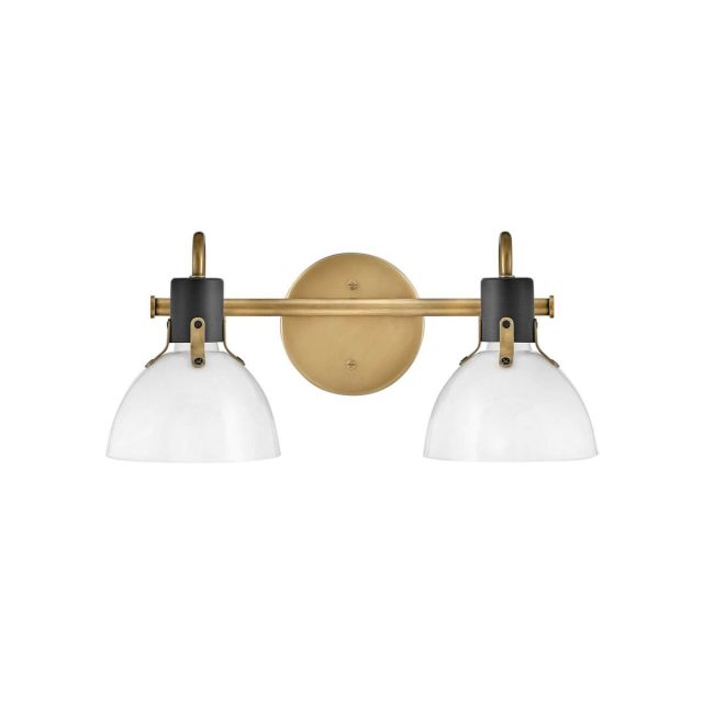 Hinkley Lighting 51112HB Argo 2 Light 18 inch Vanity Light in Heritage Brass with Black Accent and Cased Opal Glass