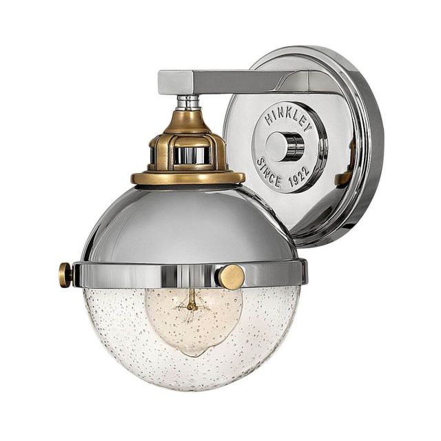 Hinkley Lighting 5170PN Fletcher 1 Light 7 inch Bath Light in Polished Nickel-Heritage Brass with Clear Seedy Glass