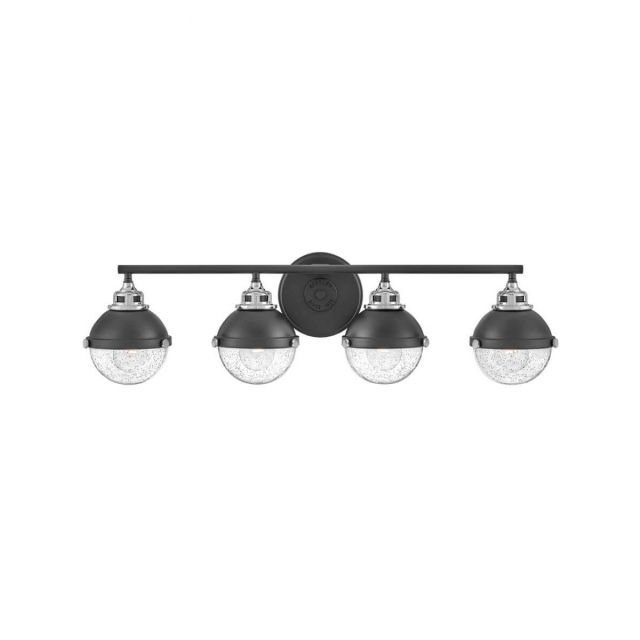 Hinkley Lighting 5174BK-CM Fletcher 4 Light 32 inch Vanity Light in Black with Chrome Accent and Clear Seedy Glass