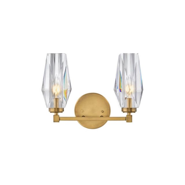 Hinkley Lighting 52482HB Ana 2 Light 14 inch Vanity Light in Heritage Brass with Faceted Clear Crystal