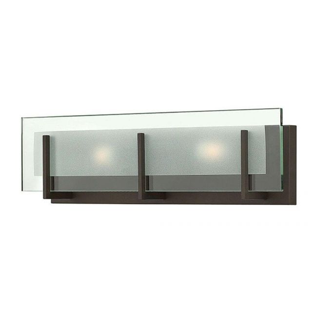 Hinkley Lighting 5652OZ Latitude 2 Light 18 inch Vanity Light in Oil Rubbed Bronze with Inside-Etched Clear Glass Panel