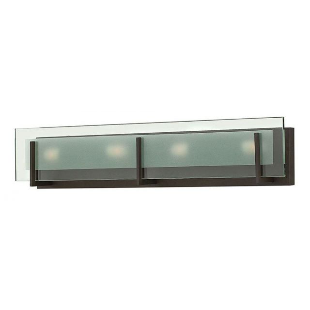 Hinkley Lighting Latitude 4 Light 26 inch Vanity Light in Oil Rubbed Bronze with Inside-Etched Clear Glass Panel 5654OZ
