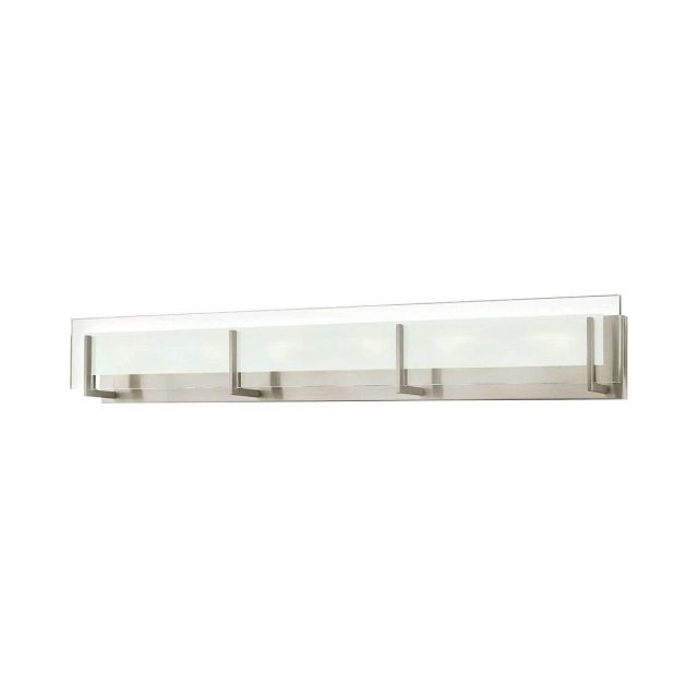 Hinkley Lighting 5656BN Latitude 6 Light 38 Inch Bath Lighting In Brushed Nickel With Clear Beveled Inside Etched Glass