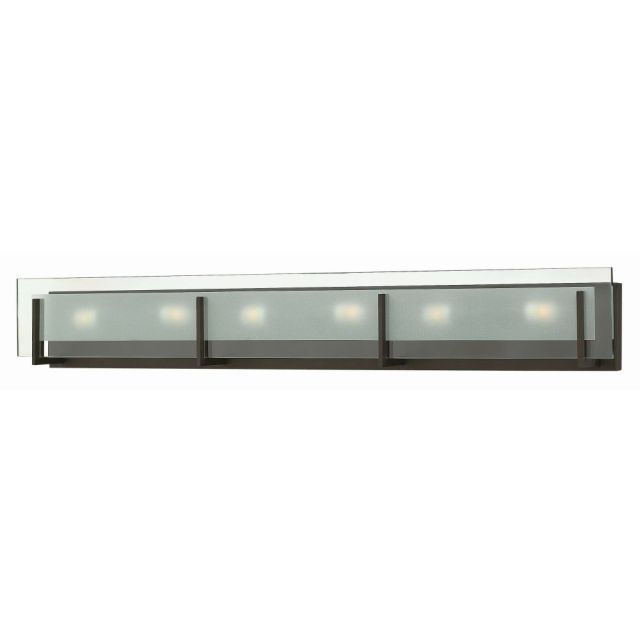 Hinkley Lighting Latitude 6 Light 38 Inch Bath Lighting In Oil Rubbed Bronze With Clear Beveled Inside Etched Glass 5656OZ