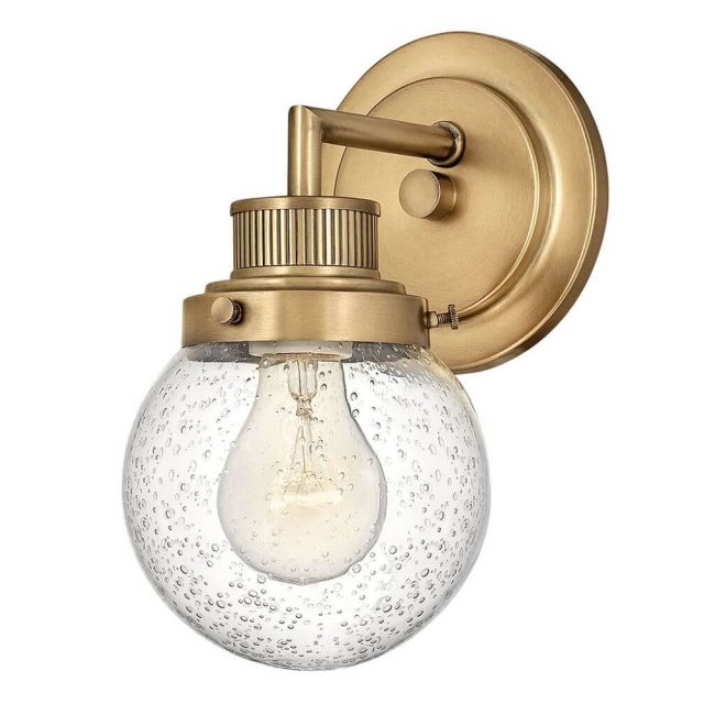 Hinkley Lighting 5930HB Poppy 1 Light 5 inch Bath Light in Heritage Brass with Clear Seedy Glass