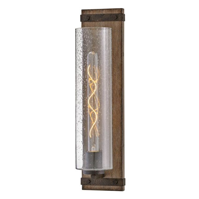 Hinkley Lighting 5941SQ-LL Sawyer 1 Light 20 inch Tall Wall Sconce in Sequoia-Iron Rust Accent with Clear Seedy Glass