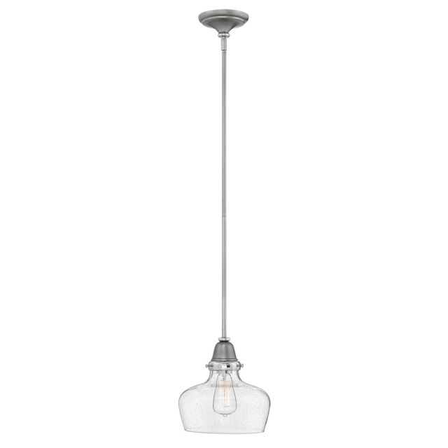Hinkley Lighting 67072EN Academy 1 Light 10 Inch Pendant In English Nickel With Clear Seedy Glass