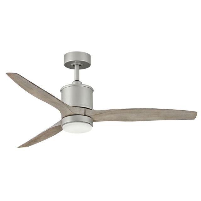 Hinkley Lighting 900760FBN-LWD Hover 60 inch 3 Blade Smart LED Outdoor Ceiling Fan in Brushed Nickel with Weathered Wood Blade