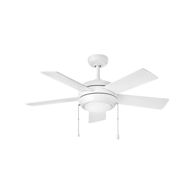 Hinkley Lighting 904042FCW-LIA Croft 42 inch 5 Blade Pull Chain LED Ceiling Fan in Chalk White with Chalk White-Weathered Wood Blade
