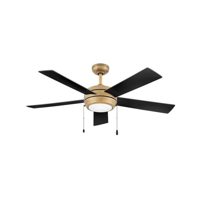 Hinkley Lighting 904052FHB-LIA Croft 52 inch 5 Blade Pull Chain LED Ceiling Fan in Heritage Brass with Matte Black-Matte White Blade