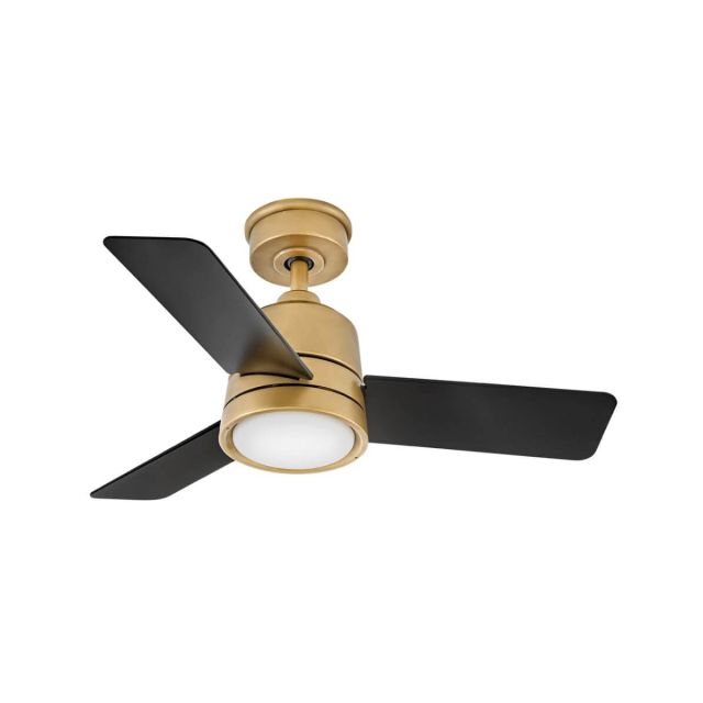 Hinkley Lighting 905236FHB-LWA Chet 36 inch 3 Blade Outdoor LED Ceiling Fan in Heritage Brass with Matte Black Blade