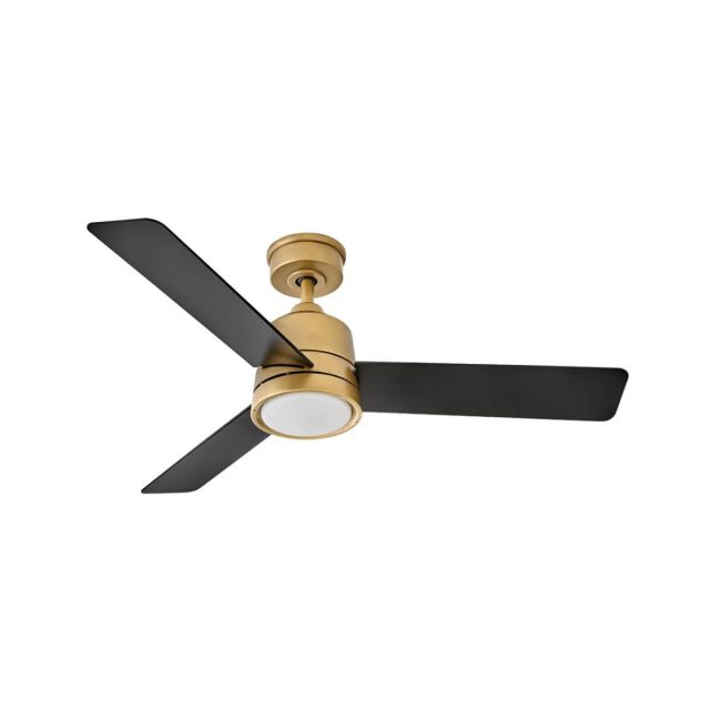 Hinkley Lighting 905248FHB-LWA Chet 48 inch 3 Blade Outdoor LED Ceiling Fan in Heritage Brass with Matte Black Blade
