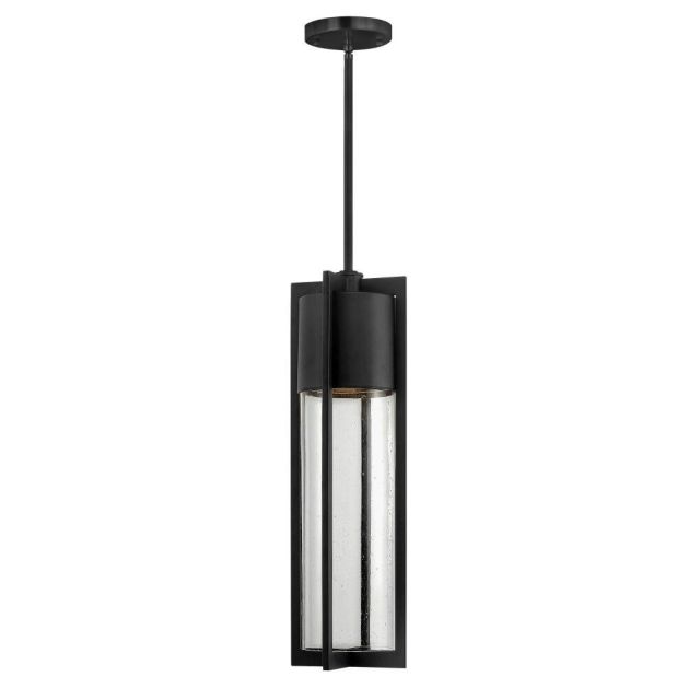 Hinkley Lighting Shelter 1 Light 6 inch Medium Lantern In Black With Clear Seedy Glass 1322BK