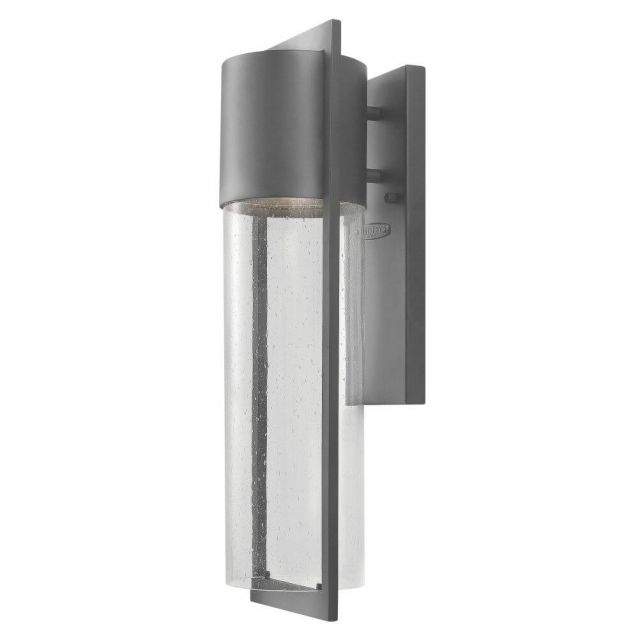 Hinkley Lighting Shelter 1 Light 21 Inch Tall Medium Outdoor Wall Light In Hematite With Clear Seedy Glass 1324HE