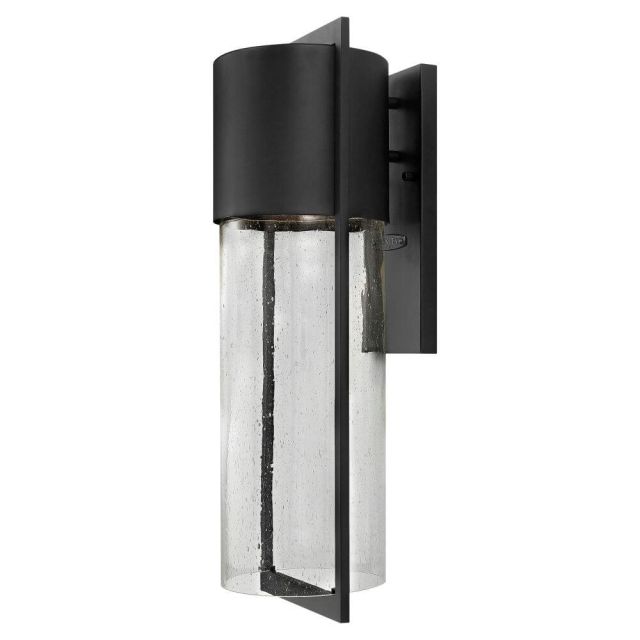Hinkley Lighting 1325BK Shelter 1 Light 23 Inch Tall Large Outdoor Wall Light In Black With Clear Seedy Glass