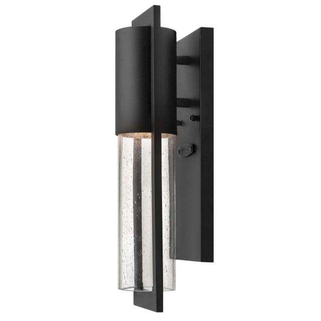 Hinkley Lighting 1326BK Shelter 1 Light 16 Inch Tall Mini Outdoor Wall Light In Black With Clear Seedy Glass