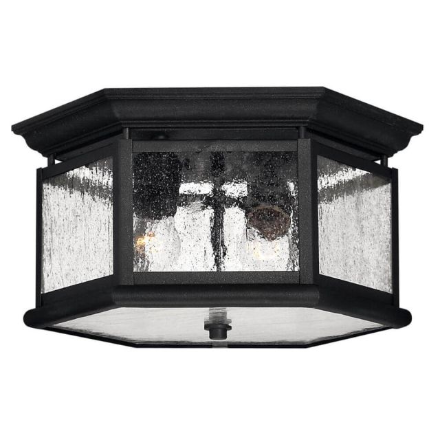 Hinkley Lighting Edgewater 2 Light 13 Inch Outdoor Flush Mounts In Black With Clear Seedy Panels 1683BK