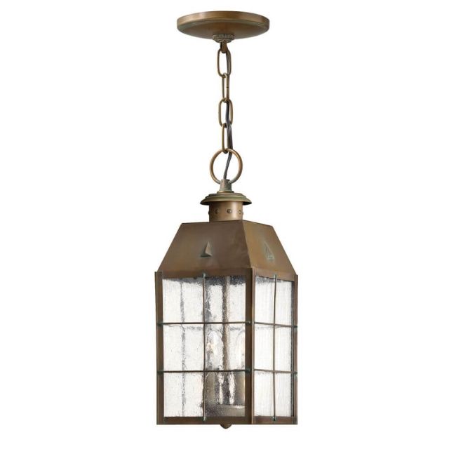 Hinkley Lighting Nantucket 2 Light 6 inch Lantern In Aged Brass With Clear Seedy Panels 2372AS