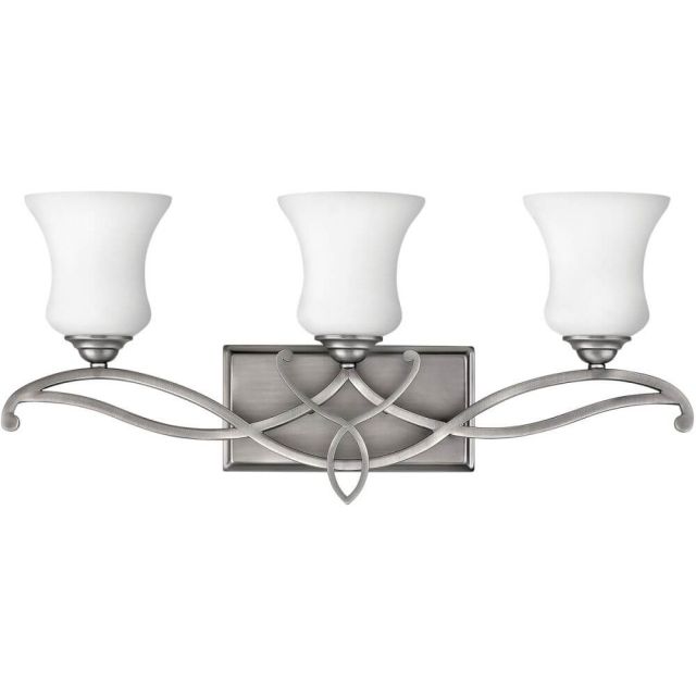 Hinkley Lighting Brooke 3 Light 24 Inch Bath In Antique Nickel With Etched Opal Glass 5003AN