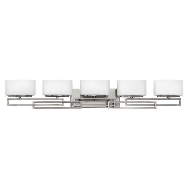 Hinkley Lighting 5105AN Lanza 5 Light 43 Inch Bath In Antique Nickel With Etched Opal Glass