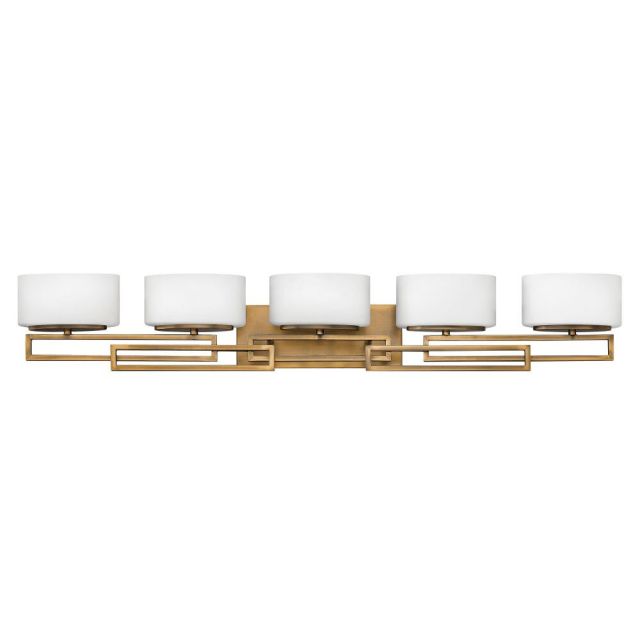 Hinkley Lighting 5105BR Lanza 5 Light 43 Inch Bath In Brushed Bronze With Etched Opal Glass