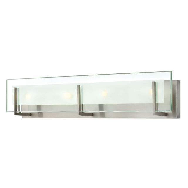 Hinkley Lighting Latitude 4 Light 26 Inch Bath In Brushed Nickel With Clear Beveled Inside Etched Glass 5654BN