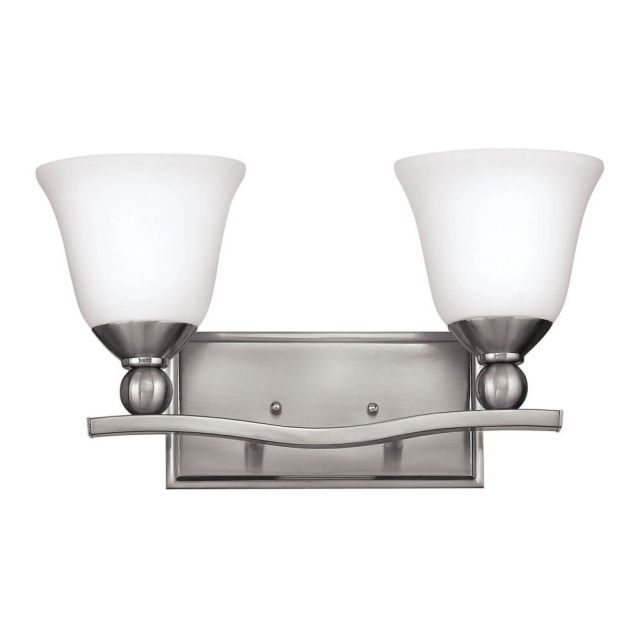 Hinkley Lighting Bolla 2 Light 16 Inch Bath In Brushed Nickel With Etched Opal Glass 5892BN