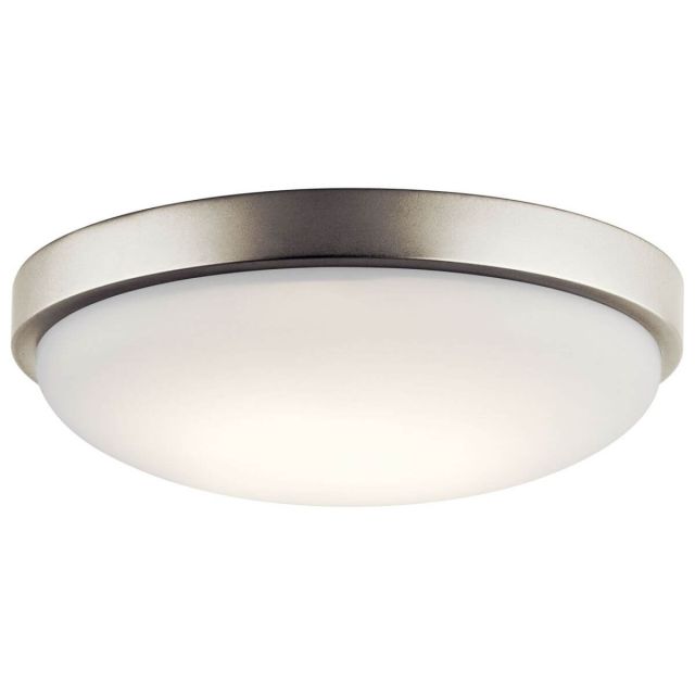 Kichler Ceiling Space 12 Inch LED Flush Mount in Brushed Nickel with White Acrylic Shade 10763NILED