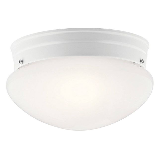 Kichler Ceiling Space 2 Light 9 inch Flush Mount in White with White Glass 209WH