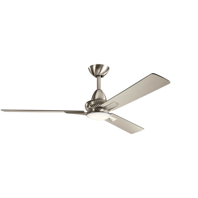 Kichler Kosmus 52 inch LED Ceiling Fan in Brushed Stainless Steel with Black-Silver Blade 300031BSS