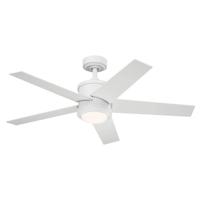 Kichler Brahm 48 inch 5 Blade LED Ceiling Fan in Matte White with Reversible Matte White and Silver Blades 300048MWH