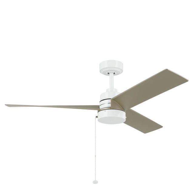 Kichler 300375WH Spyn Lite 52 inch 3 Blade Pull Chain Ceiling Fan in White with Silver Blades