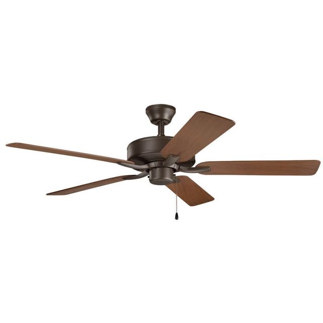 Kichler 330015SNB Basics Pro Patio 52 inch 5 Blade Ceiling Fan in Satin Natural Bronze with Walnut-Brown Blade