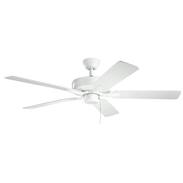 Kichler Basics Pro Patio 52 inch 5 Blade Ceiling Fan in White 330015WH