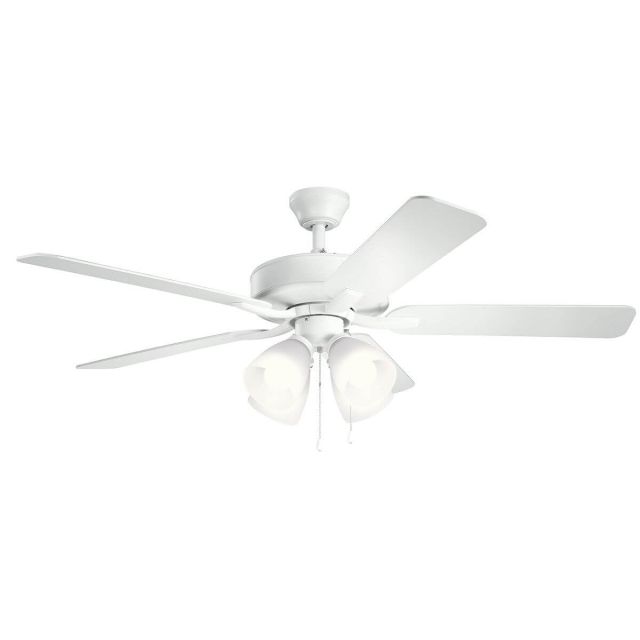 Kichler Basics Pro Premier 52 inch 5 Blade LED Ceiling Fan in Matte White with Matte White-Silver Blade 330016MWH