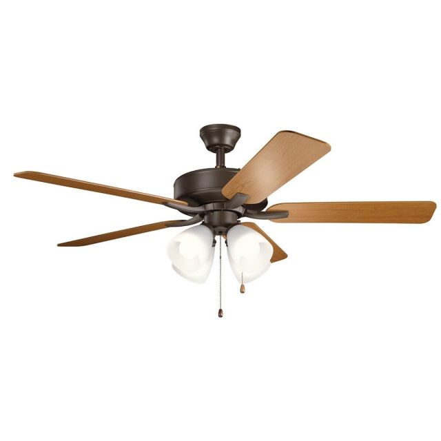 Kichler Basics Pro Premier 52 inch 5 Blade LED Ceiling Fan in Satin Natural Bronze with Walnut-Cherry Blade 330016SNB