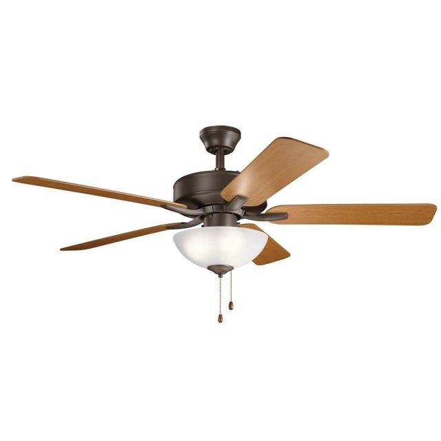 Kichler Basics Pro Select 52 inch 5 Blade LED Ceiling Fan in Satin Natural Bronze with Walnut-Cherry Blade 330017SNB
