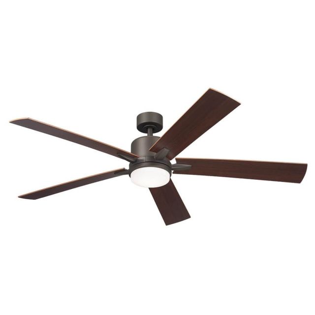 Kichler 330060OZ Lucian 60 inch 5 Blade LED Ceiling Fan in Olde Bronze with Reversible Walnut and Cherry Blades