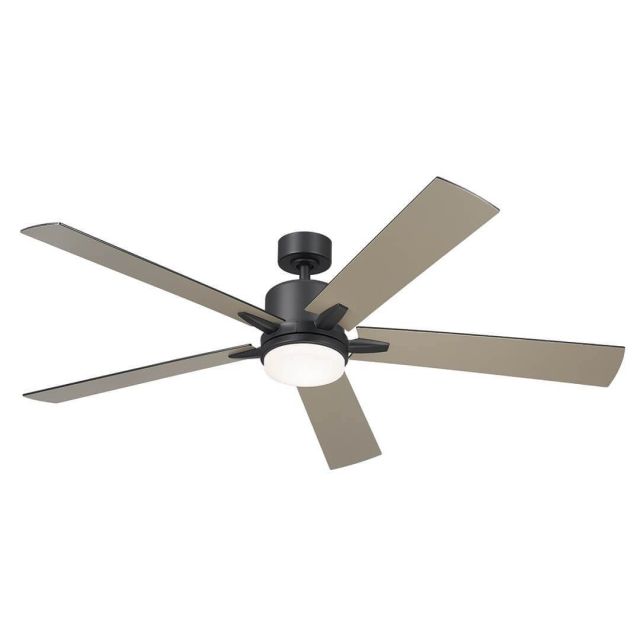 Kichler 330060SBK Lucian 60 inch 5 Blade LED Ceiling Fan in Satin Black with Reversible Silver and Black Blades