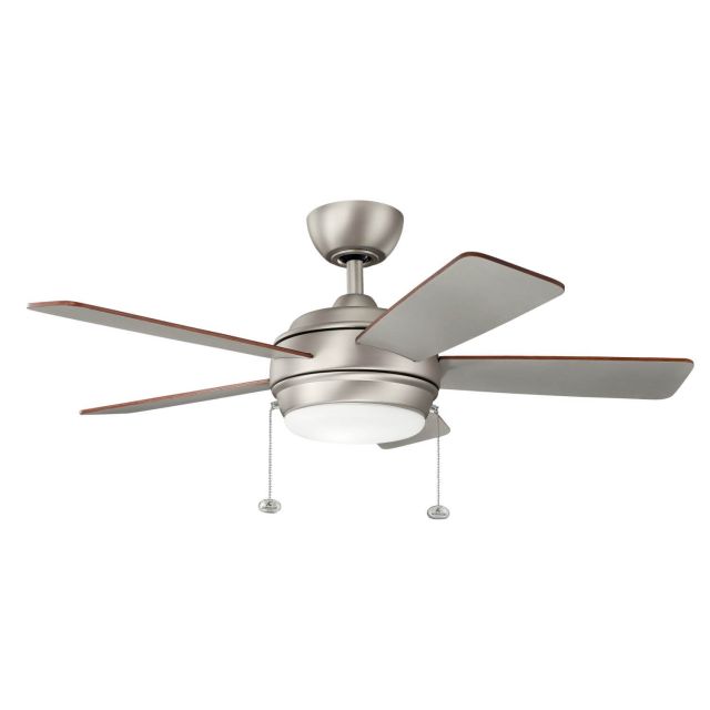 Kichler Starkk 42 inch LED Ceiling Fan in Brushed Nickel with Silver-Walnut Blade 330171NI