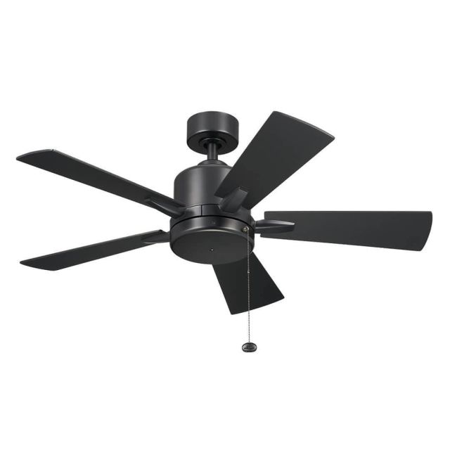 Kichler 330241SBK Lucian 42 inch 5 Blade Pull Chain Ceiling Fan in Satin Black with Reversible Silver and Black Blades